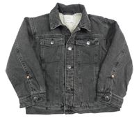 Tmavošedá riflová zateplená riflová bunda ZARA