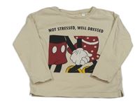 Světlebéžové triko s Mickey a Minnie C&A