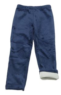 Tmavomodré žebrované plyšové zateplené legíny Topolino