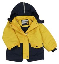 Žluto-tmavomodrá šusťáková jarní bunda s kapucí zn. TCM