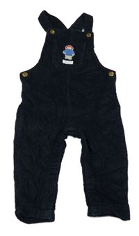 Tmavomodré manšestrové laclové kalhoty s medvídkem Paddington