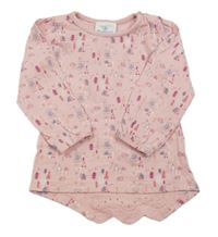 Světlerůžové triko se zvířátky a stromečky Topomini