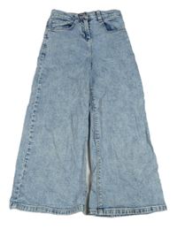 Světlemodré plísňové wide leg slim crop rifle S. Oliver