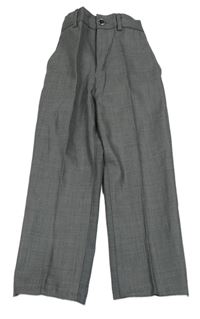 Tmavošedé melírované společenské kalhoty s puky