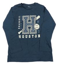 Tmavomodré triko s písmenkem a pálkou a míčkem Vertbaudet