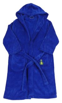 Safírový plyšový župan se žabičkou a kapucí alive