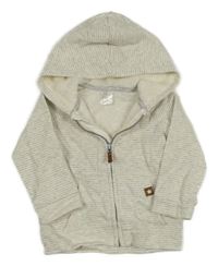 Bílo-modrošedá pruhovaná propínací mikina s kapucí H&M