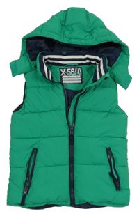 Zelená prošívaná šusťáková zateplená vesta s odepínací kapucí dopodopo