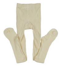 Smetanové žebrované punčocháče H&M