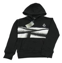 Nové - černo-bílá mikina se znakem a kapsou a kapucí FLUID