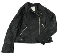 Černý koženkový jarní crop křivák s límečkem RIVER ISLAND