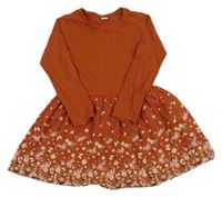 Cihlové šaty s kytičkami a motýlky dopodopo