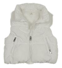 Bílá prošívaná šusťáková zateplená crop vesta H&M