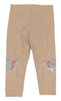 Světlepudrové legíny s jednorožci s flitry a hvězdičkami a volánky Next