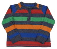 Tmavomodro-barevné pruhované melírované mikinotriko s kapsou F&F