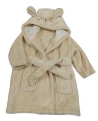 Smetanový plyšový župan s kapucí s čumáčkem Tu