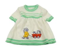 Smetanovo-zelené pletené šaty s ježečky 