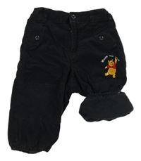 Tmavomodré manšestrové podšité kalhoty s Pú H&M