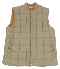 Béžovošedá prošívaná šusťáková zateplená vesta H&M