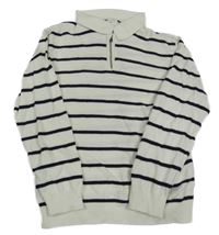 Smetanovo-černý pruhovaný svetr s límečkem H&M