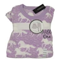 Nové - levandulové melírované fleecové pyžamo s koníky St. Bernard