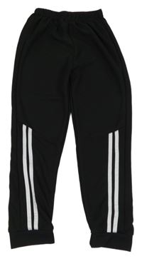 Černé žebrované tepláky s bílými pruhy