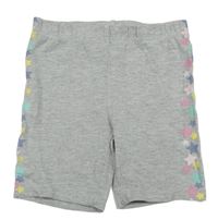 Šedé melírované legínové kraťasy s barevnými hvězdičkami Kiki&Koko