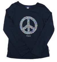 Tmavomodré triko s flitry OKaïdi