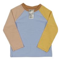 Modro-pudrovo-okrovo-hnědé žebrované triko H&M