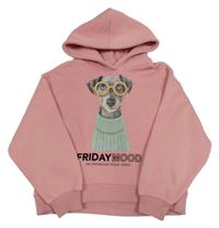 Růžová mikina s pejskem a kapucí ZARA