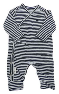 Tmavomodro-bílý pruhovaný overal se čtyřlístkem noppies baby