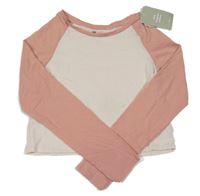 Nové - smetanovo-světlerůžové crop triko H&M