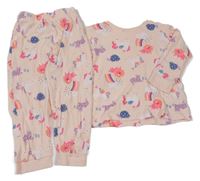 Světlebroskvové pyžamo se zvířátky a duhami a obláčky Matalan