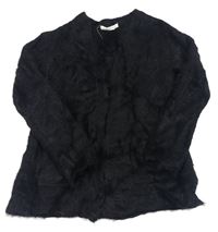 Černý chlupatý svetrový cardigan H&M