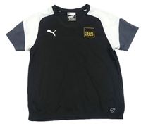 Černo-bílé sportovní funkční tričko s nápisem Puma