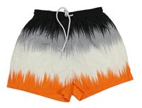 Černo-bílo-oranžové plážové kraťasy Shein