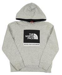 Světlešedá melírovaná mikina s logem a kapucí The North Face