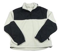 Smetanovo-černá fleecovo/šusťáková mikina H&M