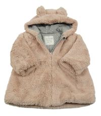 Starorůžový kožešinový podšitý kabát s kapucí Matalan