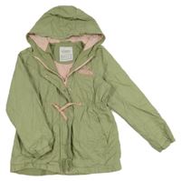 Zelená plátěná jarní bunda s nápisem a kapucí LC Waikiki