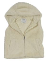 Krémová kožešinová podšitá vesta s kapucí Primark