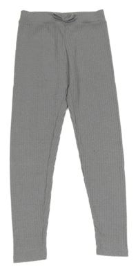 Šedé žebrované úpletové legíny Shein