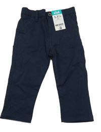 Nové - Tmavomodré plátěné kalhoty Matalan