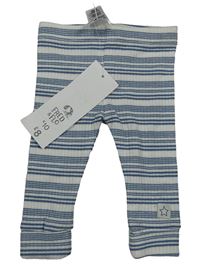 Nové - Bílo-modré pruhované žebrované lehké tepláky F&F