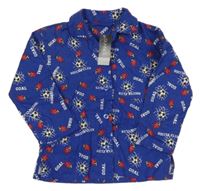 Nové - Modrá pyžamová košile s fotbalovými míči St. Bernard