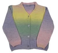 Žluto-zeleno-lila ombré propínací svetr Dopodopo