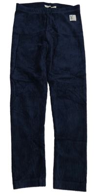 Tmavomodré žebrované sametové legíny s nášivkou Sfera