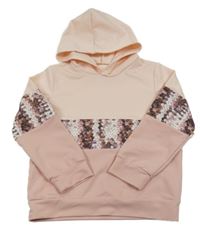 Růžová mikina s flitry a kapucí