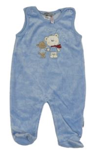 Modré sametové dupačky s medvědy