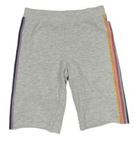 Šedé melírované elastické kraťasy s pruhy Review